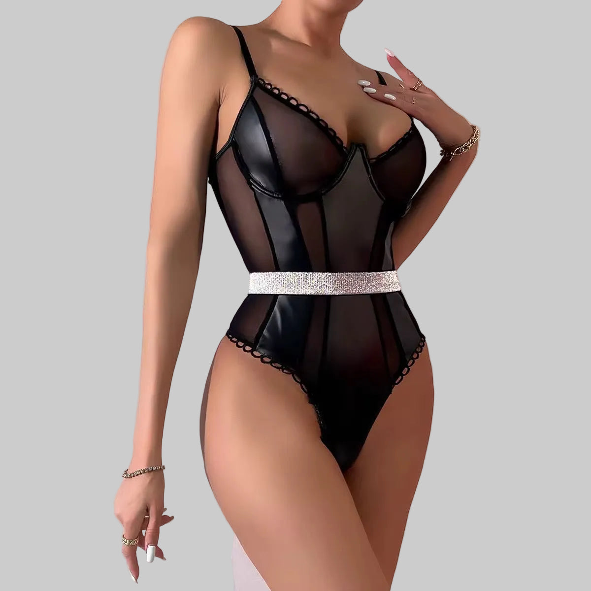 Essential Leather Bodysuit — Black