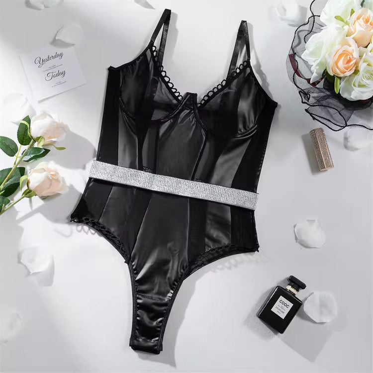 Essential Leather Bodysuit — Black