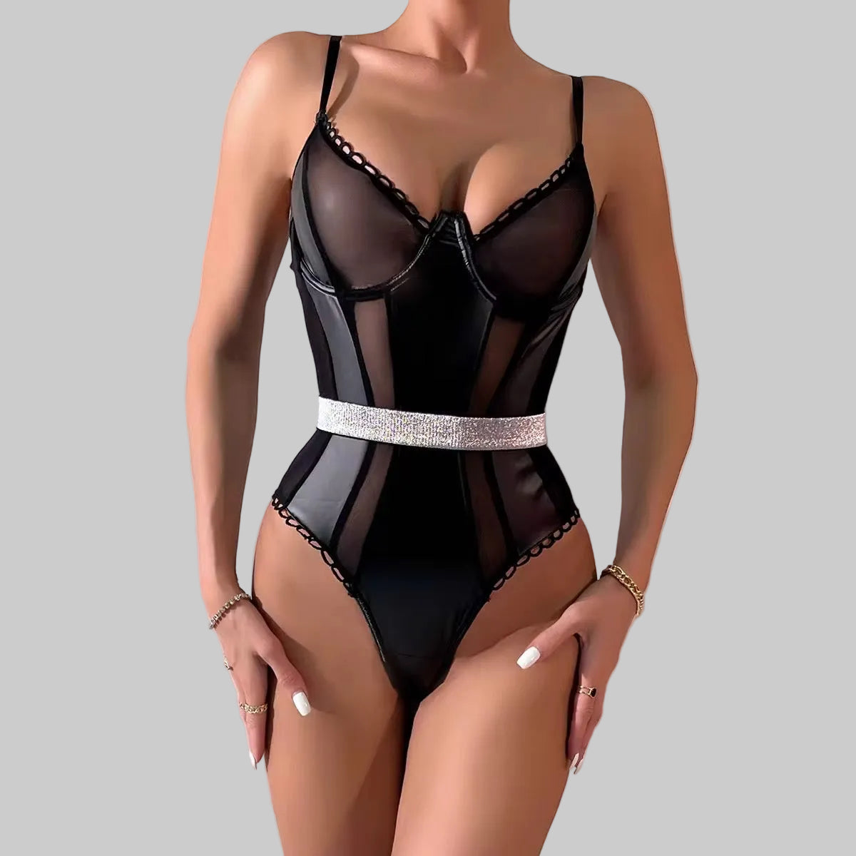 Essential Leather Bodysuit — Black
